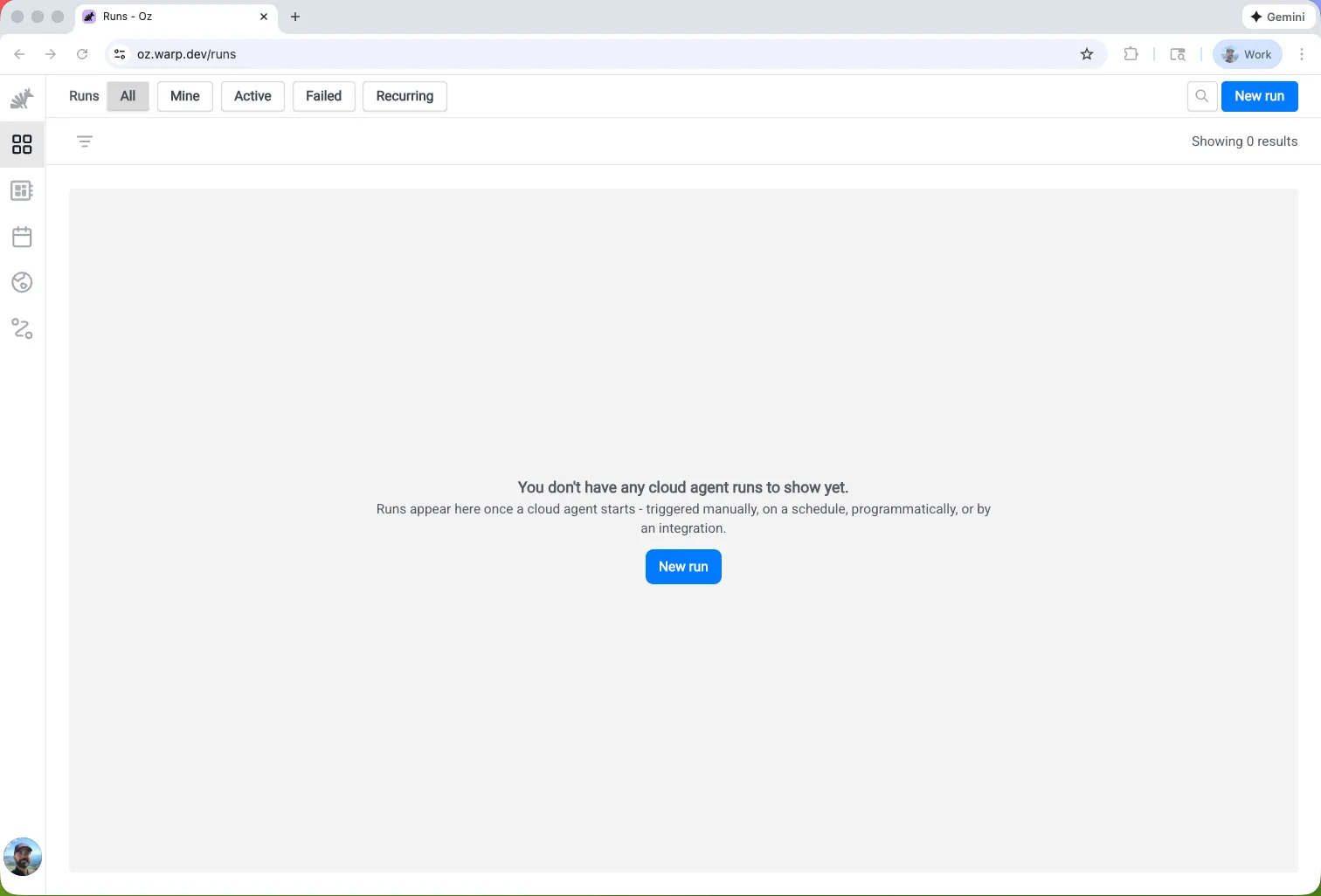 The Oz web app's management view.